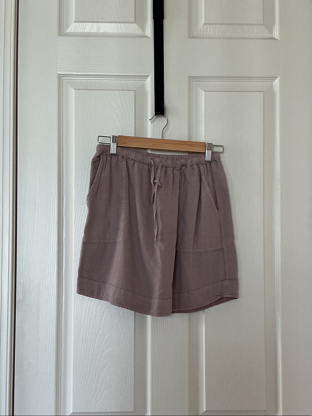 Splendid Tan Khaki Drawstring Linen-Blend Skirt